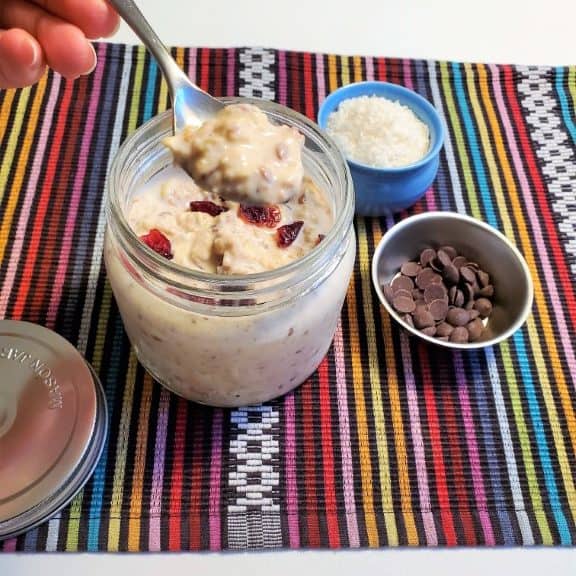 a delicious spoonful of protein overnight oats