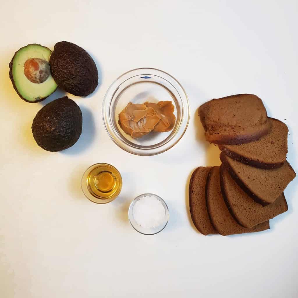 Ingredients Needed for Peanut Butter Avocado Toast Recipe 