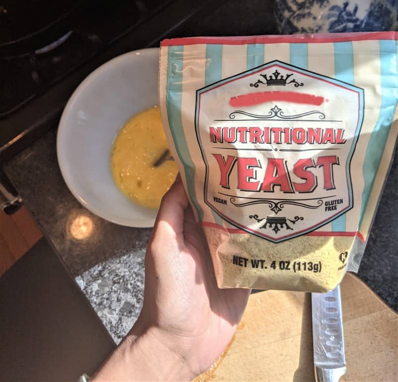 a bag of nutritional yeast which can be added to scrambled eggs