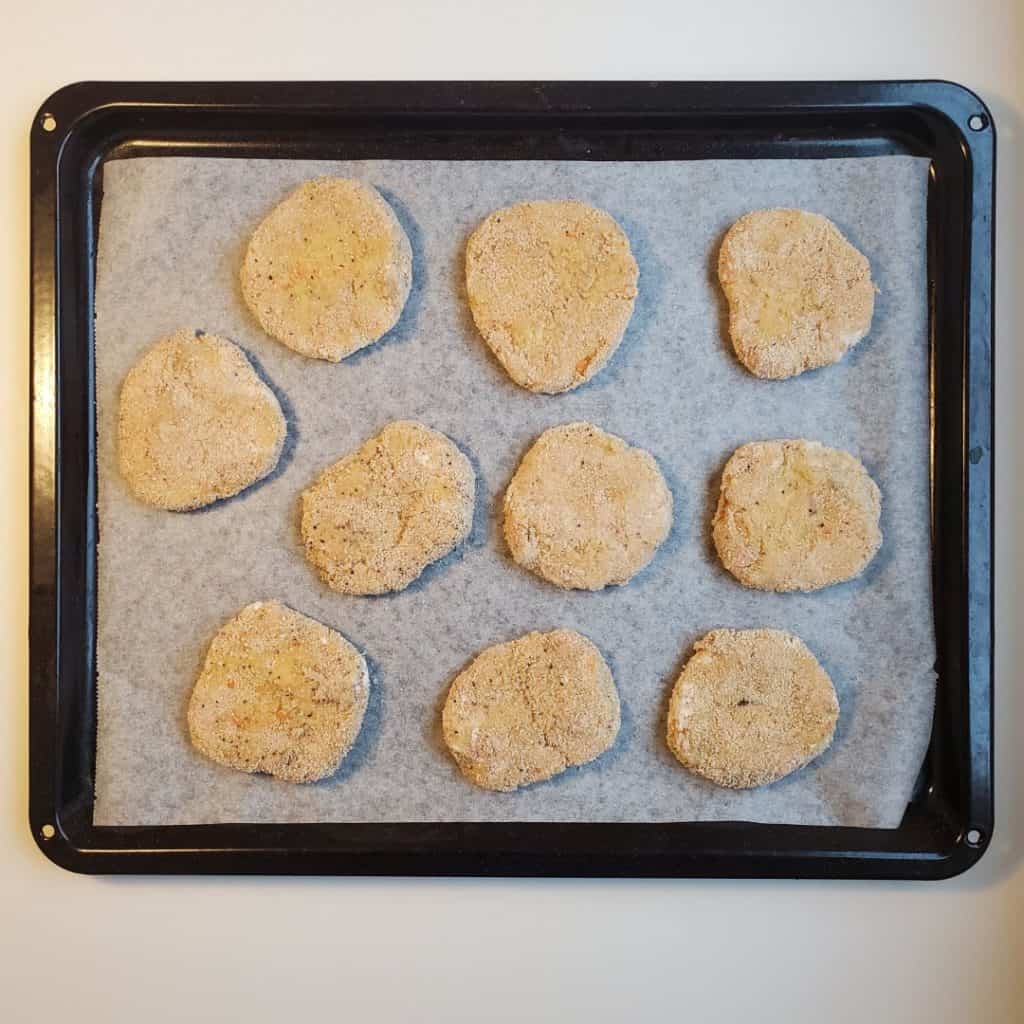 Curry Lamb Croquettes Recipe Shown on Baking Tray