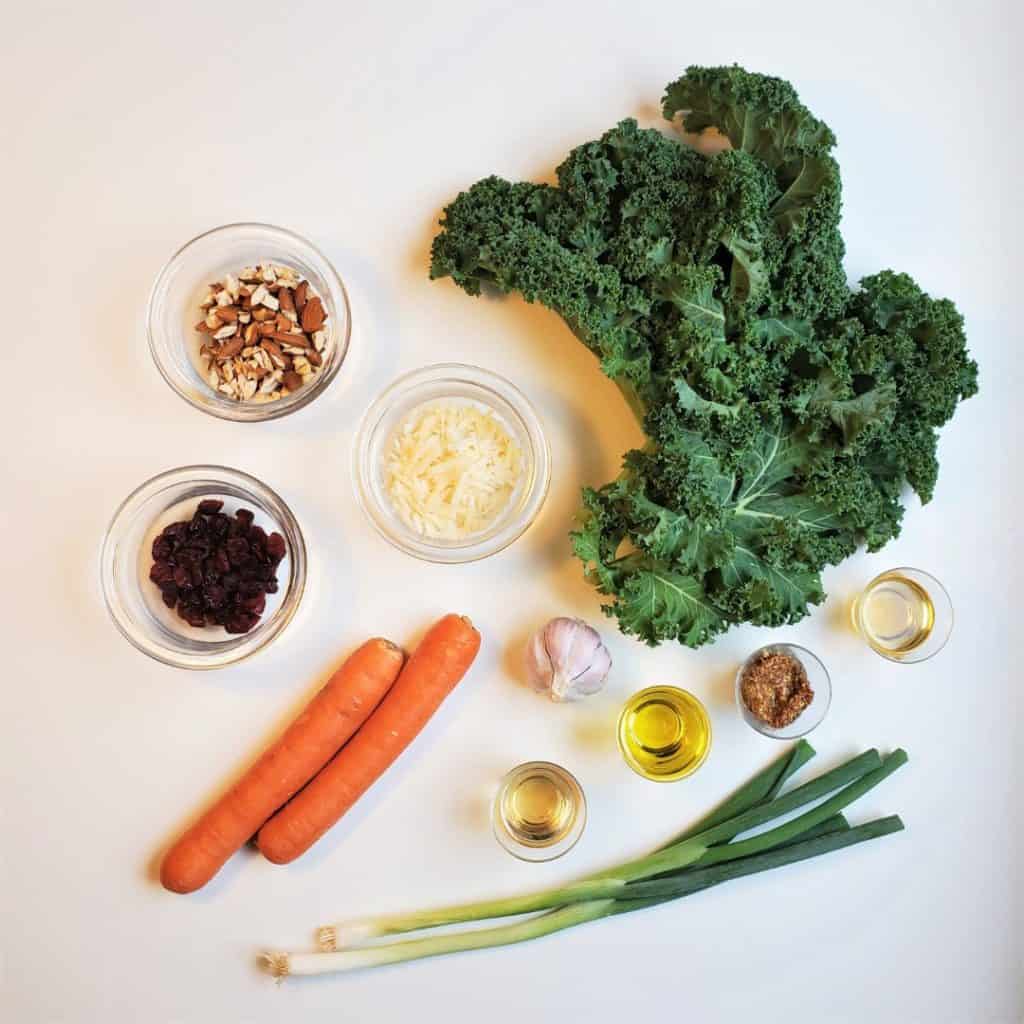 Ingredients for winter kale crunch salad for pregnancy