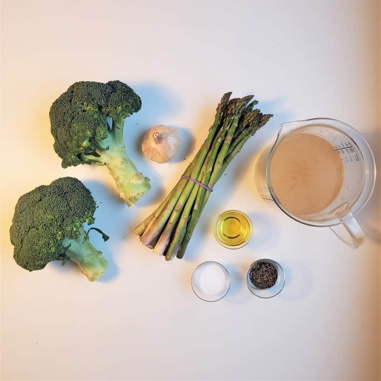 ingredients for broccoli and asparagus soup