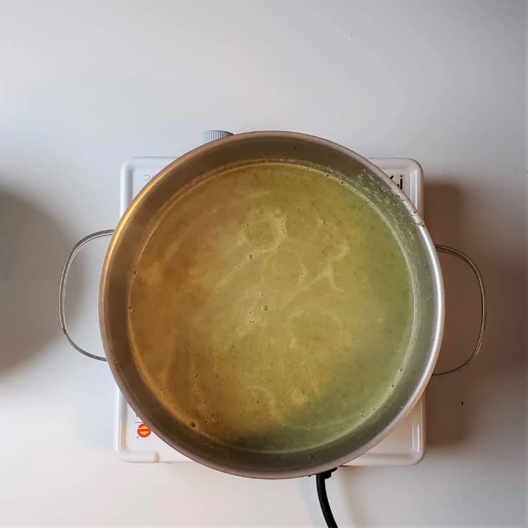 final pot of broccoli and asparagus soup