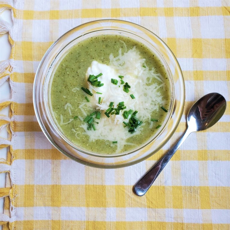 portion of broccoli and asparagus soup