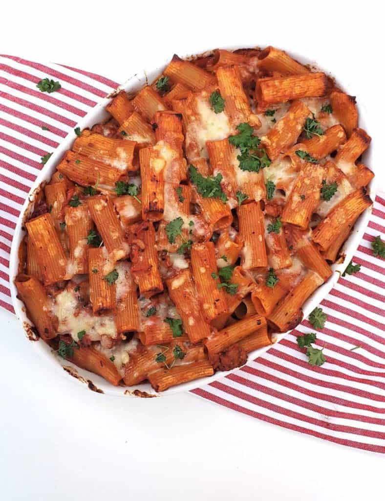 Rigatoni Al Forno in Dish