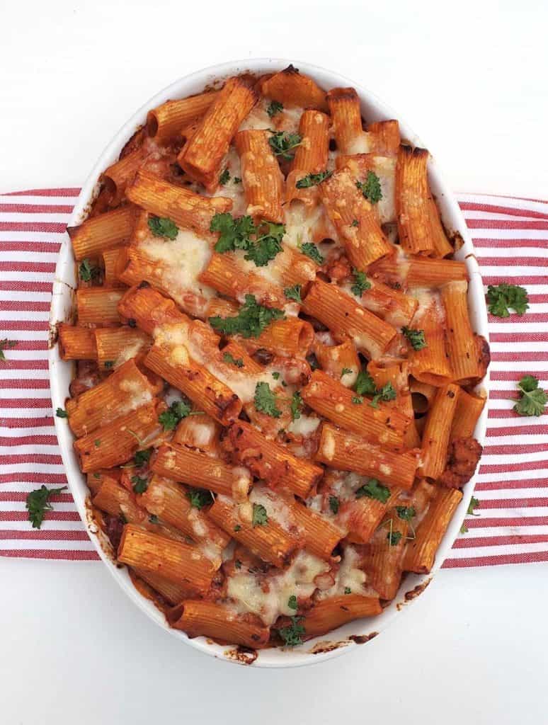 Rigatoni Al Forno in Dish