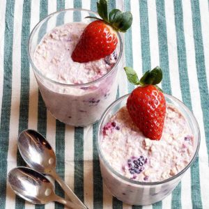 overnight oats shown in cups