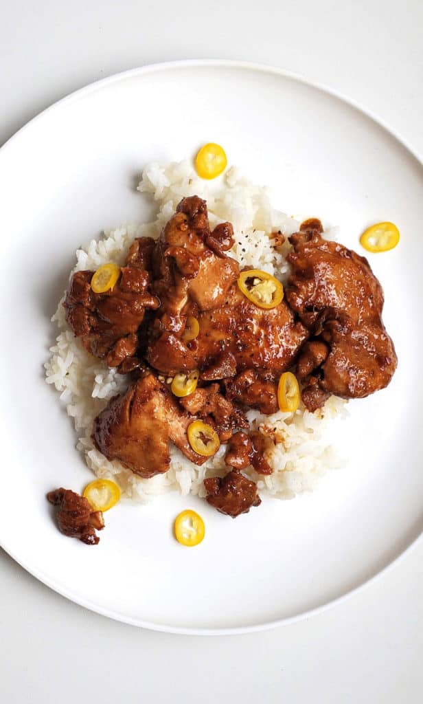 Plate of Spicy Adobo Chicken
