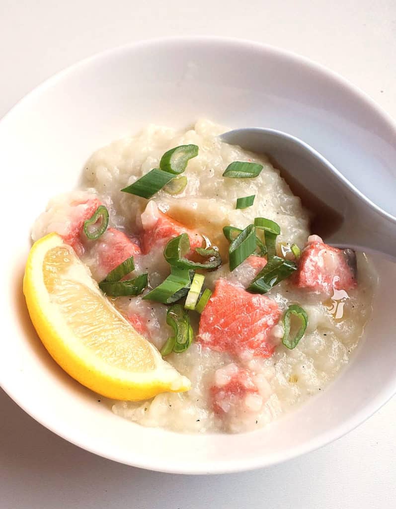 Salmon Congee in Bowl