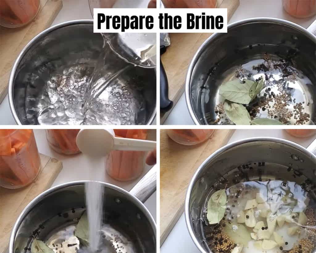 Instructions to make brine for quick pickled carrots