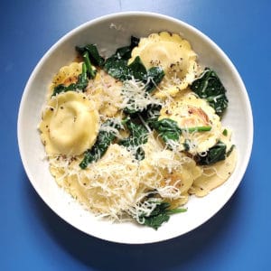 Final Plate of Cacio E Pepe Ravioli