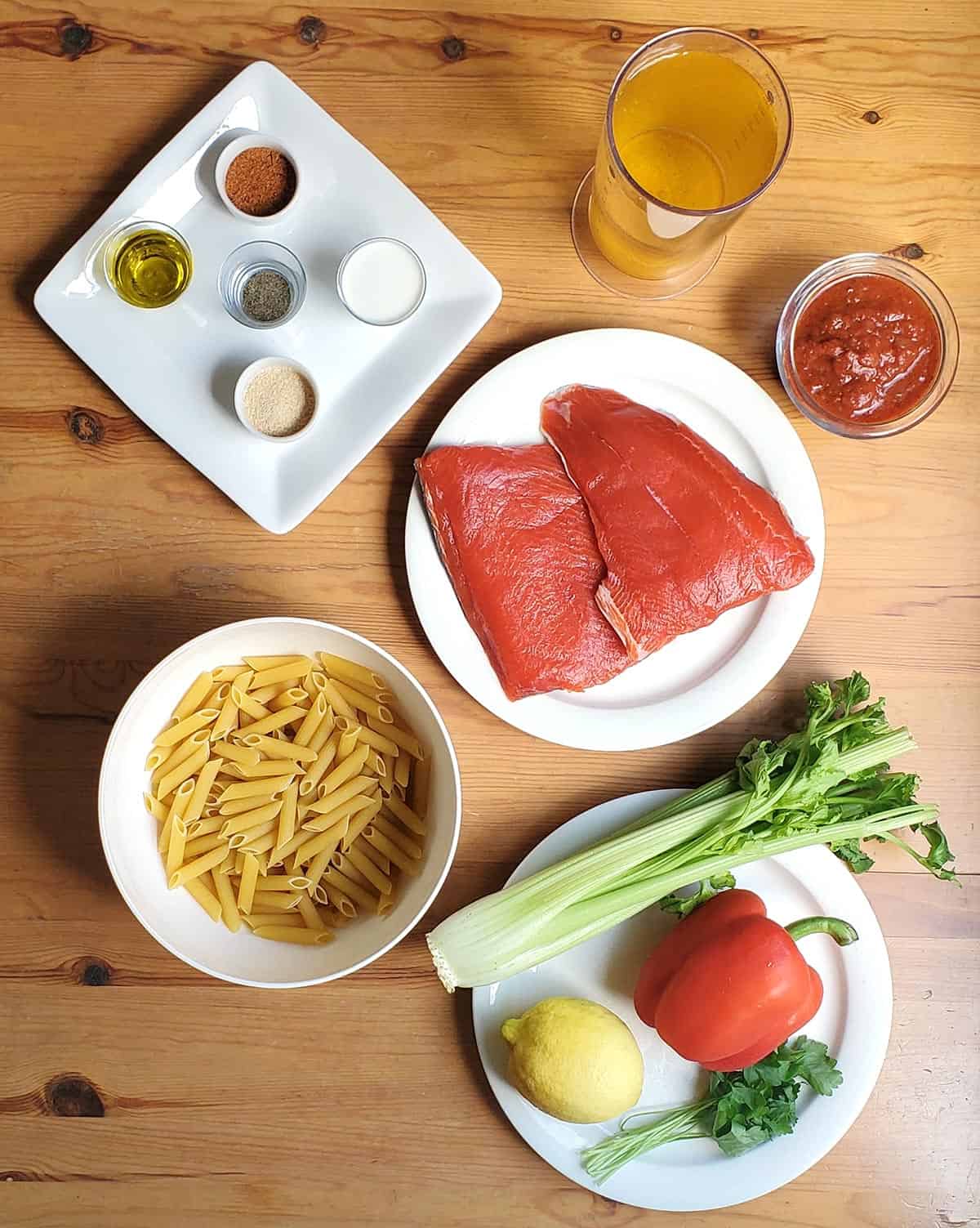 Ingredients to Make Salmon Pasta Recipe