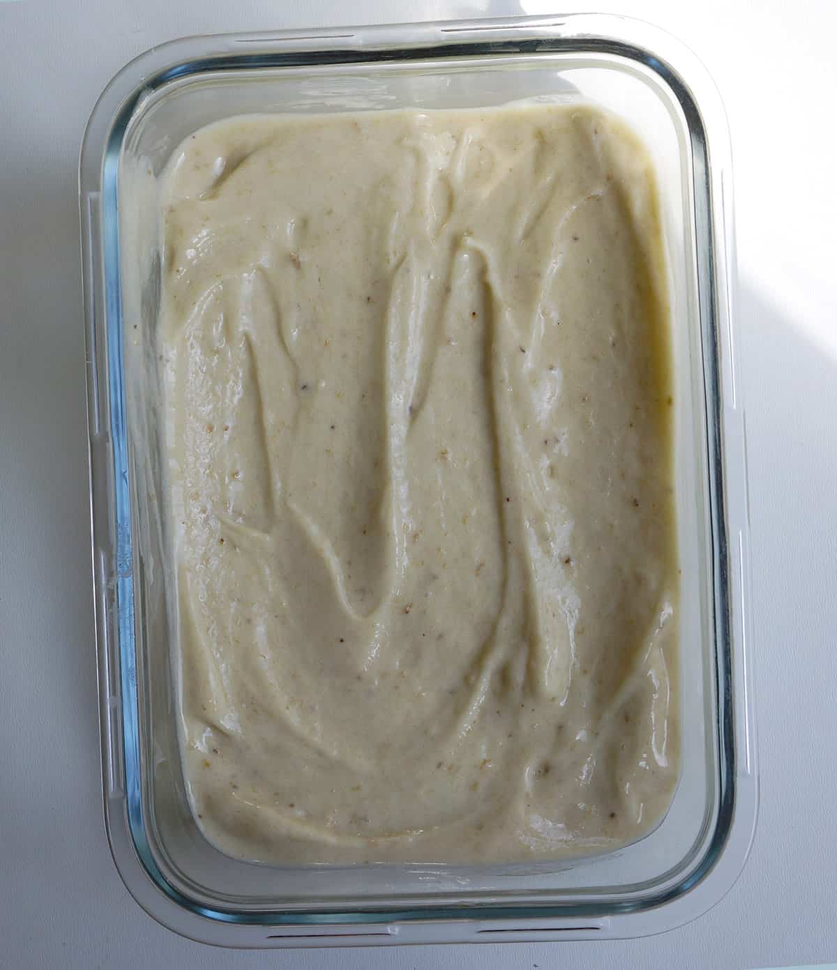 Spread out Nice Cream in Freezer Dish
